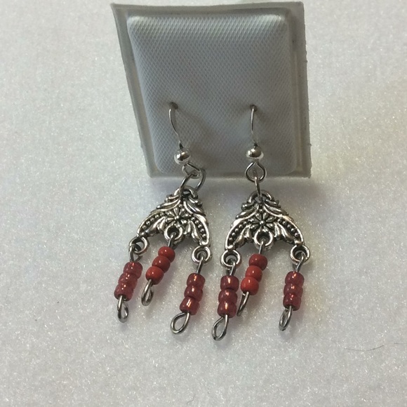 FINAL SALE PRICE Hand Woven Shades of Red 3 Pc. Jewelry Set - Picture 5 of 5